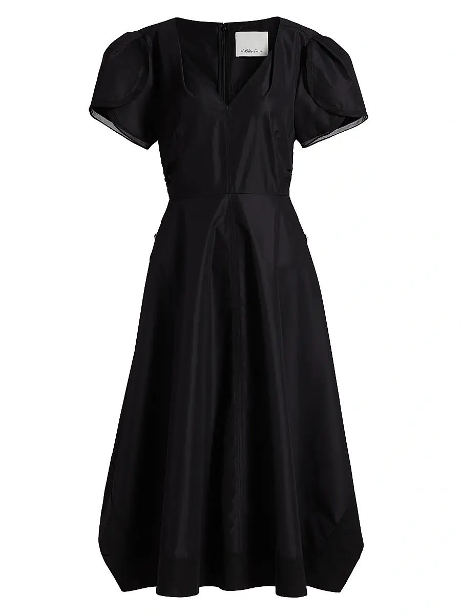 3.1 Phillip Lim Women's Soft Tulip Sleeve V-Neck Midi-Dress