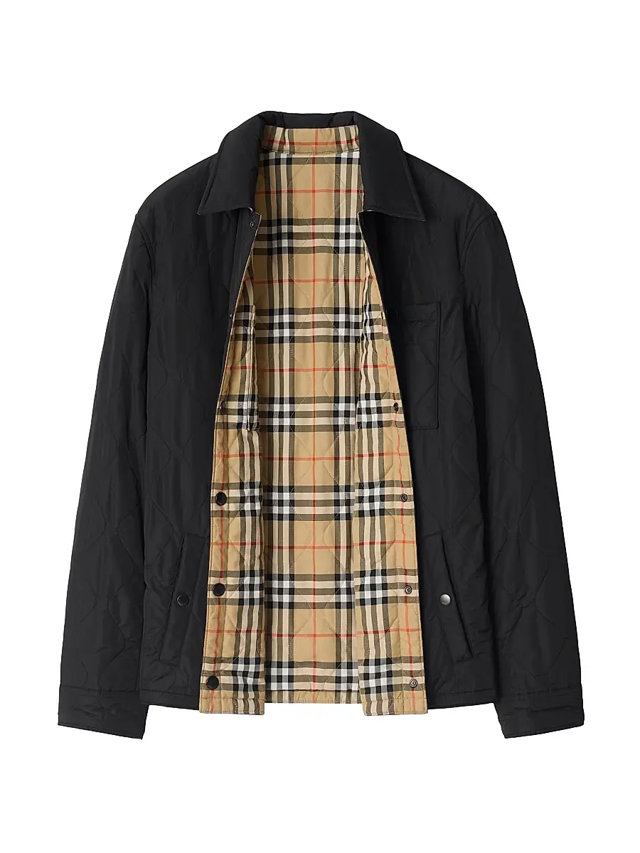 Burberry Men's Brighton Reversible Quilted Nylon Overshirt - Black | Thumbnail 2