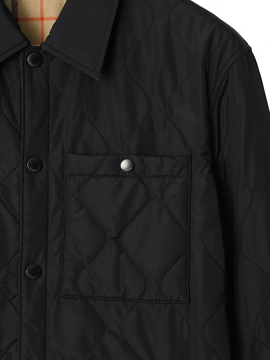 Burberry Men's Brighton Reversible Quilted Nylon Overshirt - Black | Thumbnail 3
