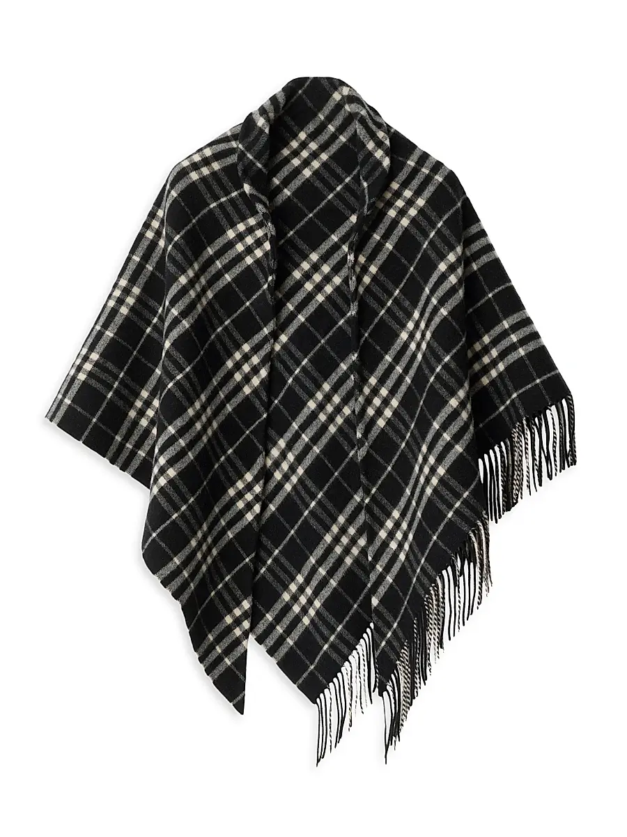 Burberry Women's Check Wool-Cashmere Cape - Black Calico | Image 1 Burberry Women's Check Wool-Cashmere Cape - Black Calico | Image 1