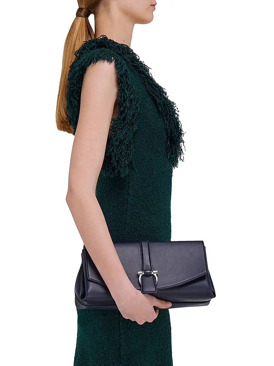 FERRAGAMO Women's Gancini Leather Crossbody Bag - Navy | Thumbnail 2 FERRAGAMO Women's Gancini Leather Crossbody Bag - Navy | Thumbnail 2