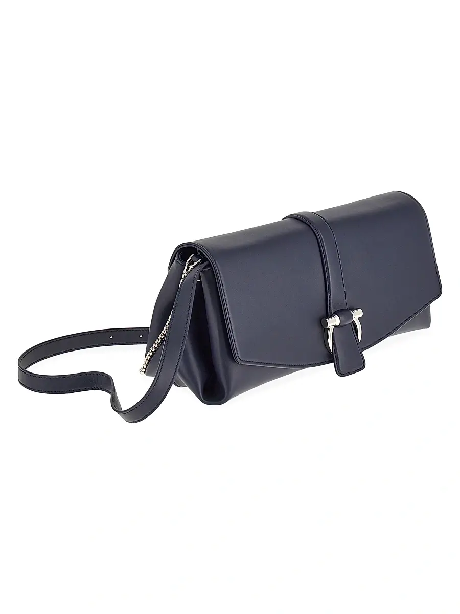 FERRAGAMO Women's Gancini Leather Crossbody Bag - Navy | Thumbnail 5 FERRAGAMO Women's Gancini Leather Crossbody Bag - Navy | Thumbnail 5