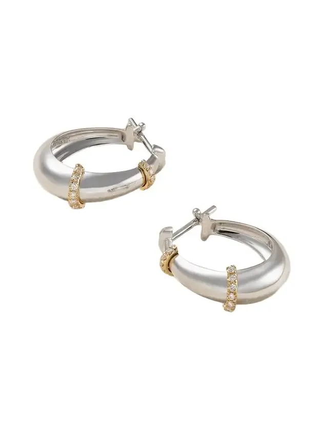Buoy Medium 18-karat White And Yellow Gold Diamond Hoop Earrings Buoy Medium 18-karat White And Yellow Gold Diamond Hoop Earrings