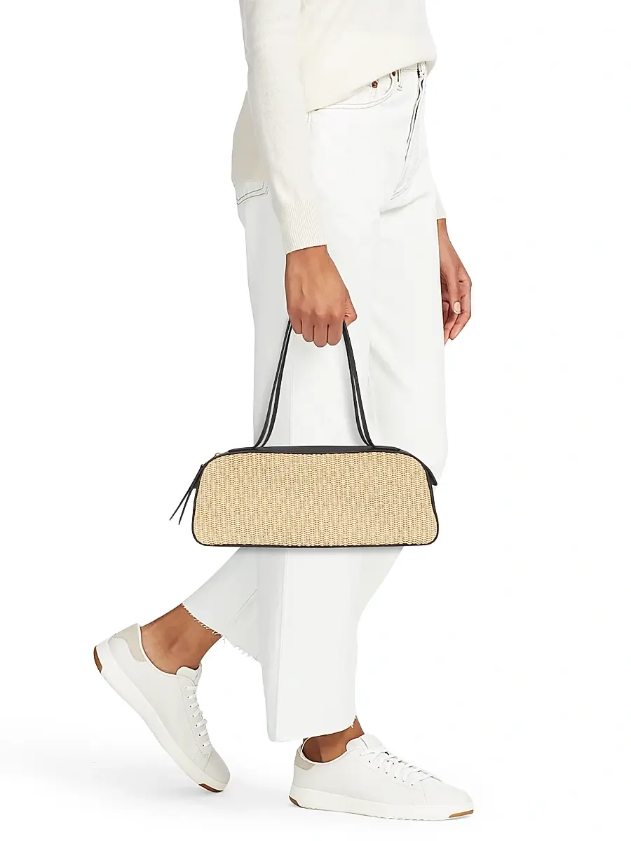 Khaite Women's Simona Woven Shoulder Bag - Black Natural | Thumbnail 2 Khaite Women's Simona Woven Shoulder Bag - Black Natural | Thumbnail 2