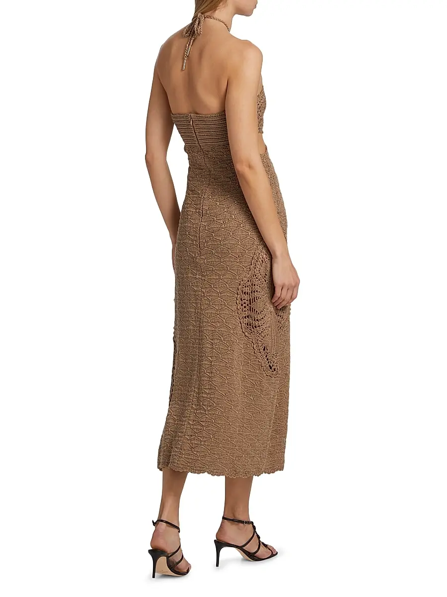 Amur Women's Clara Crochet Halter Midi-Dress | Thumbnail 5 Amur Women's Clara Crochet Halter Midi-Dress | Thumbnail 5