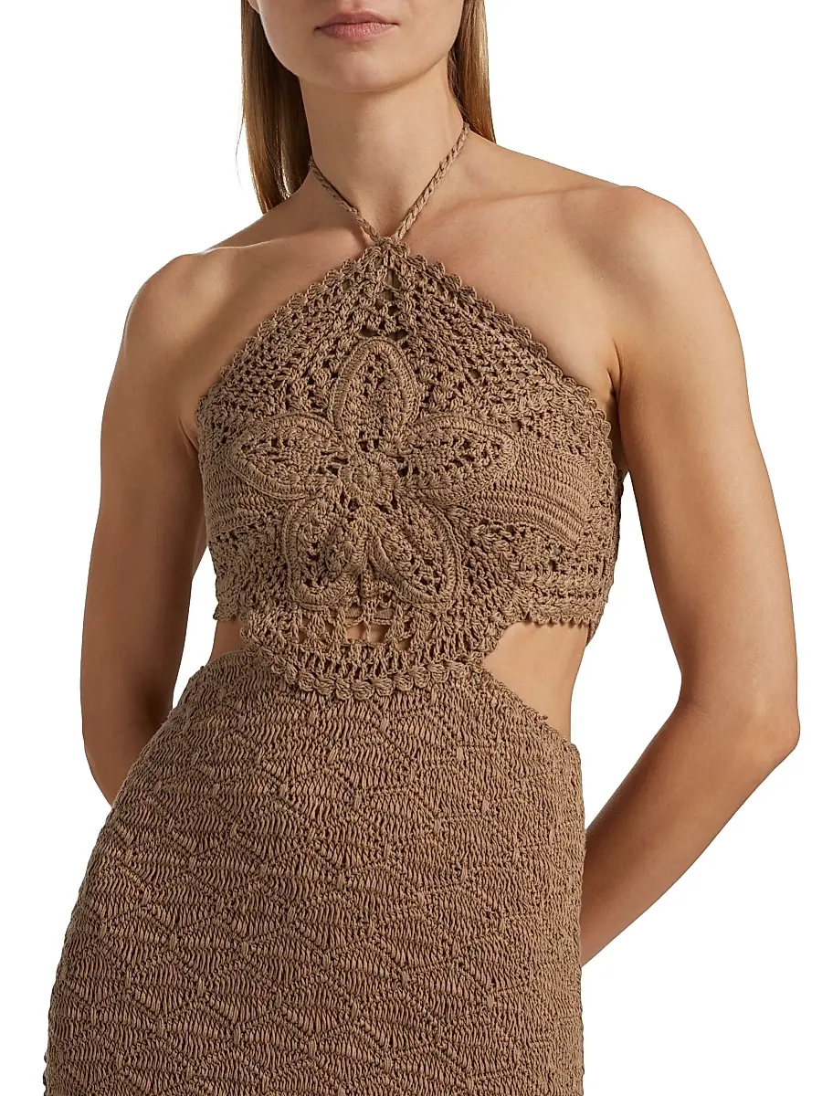 Amur Women's Clara Crochet Halter Midi-Dress | Thumbnail 6 Amur Women's Clara Crochet Halter Midi-Dress | Thumbnail 6