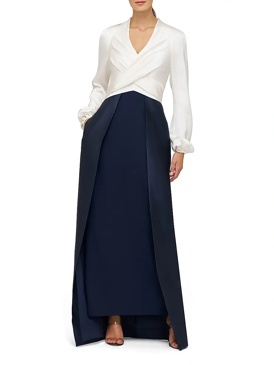 Kay Unger Women's Bianca Faux-Wrap Walk-Thru Gown | Thumbnail 2
