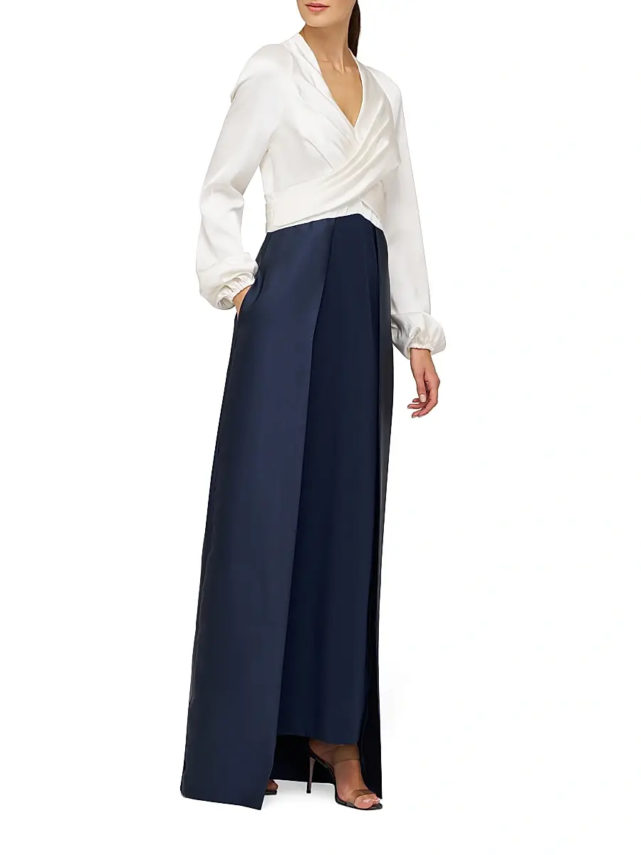 Kay Unger Women's Bianca Faux-Wrap Walk-Thru Gown | Thumbnail 3