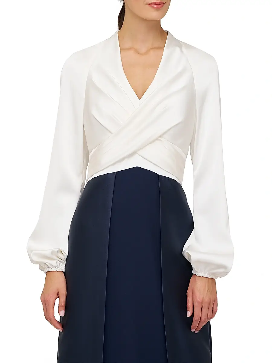 Kay Unger Women's Bianca Faux-Wrap Walk-Thru Gown | Thumbnail 6