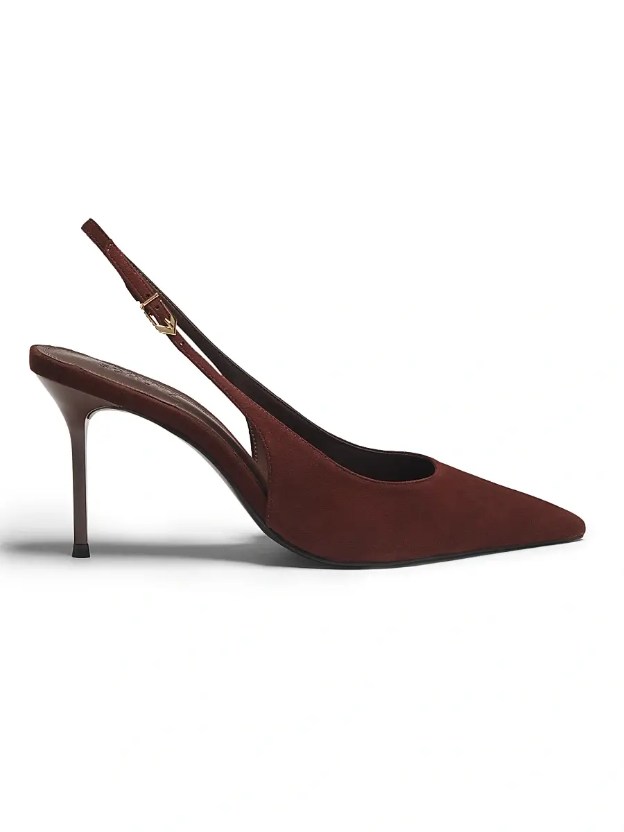 Schutz Women's Alicia Sling 90MM Suede Slingback Pumps - Root Brown | Image 1 Schutz Women's Alicia Sling 90MM Suede Slingback Pumps - Root Brown | Image 1