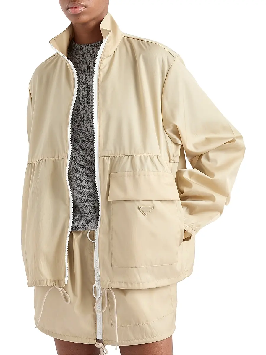 Prada Women's Re-Nylon Blouson Jacket - Beige Khaki | Thumbnail 3 Prada Women's Re-Nylon Blouson Jacket - Beige Khaki | Thumbnail 3