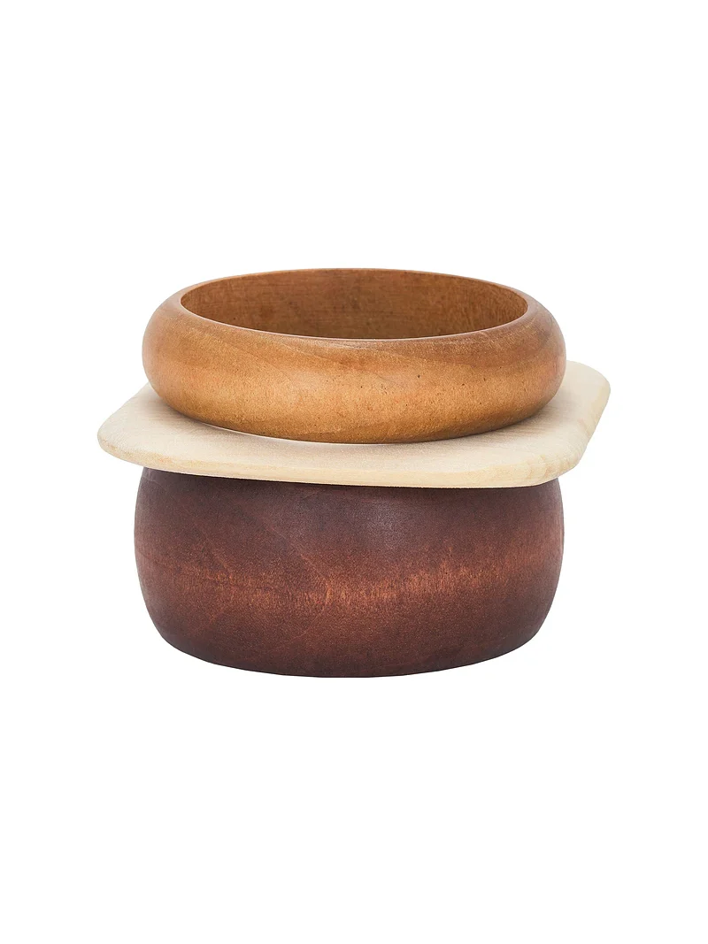 Multi Colored Wooden Bangles Set Of 3 Multi Colored Wooden Bangles Set Of 3