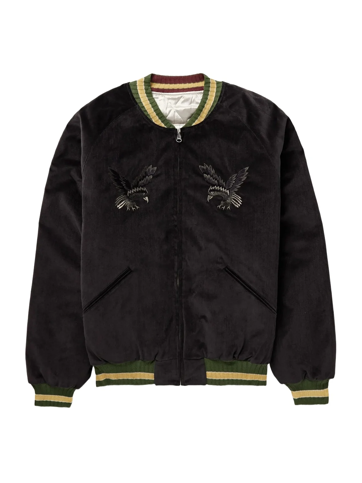 Souvenir Padded Embroidered Cotton-Velvet Bomber Jacket - Men Souvenir Padded Embroidered Cotton-Velvet Bomber Jacket - Men