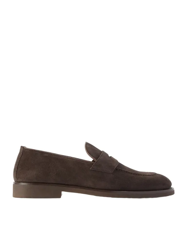 Brunello Cucinelli Leather-Trimmed Suede Penny Loafers - Men | Image 1 Brunello Cucinelli Leather-Trimmed Suede Penny Loafers - Men | Image 1