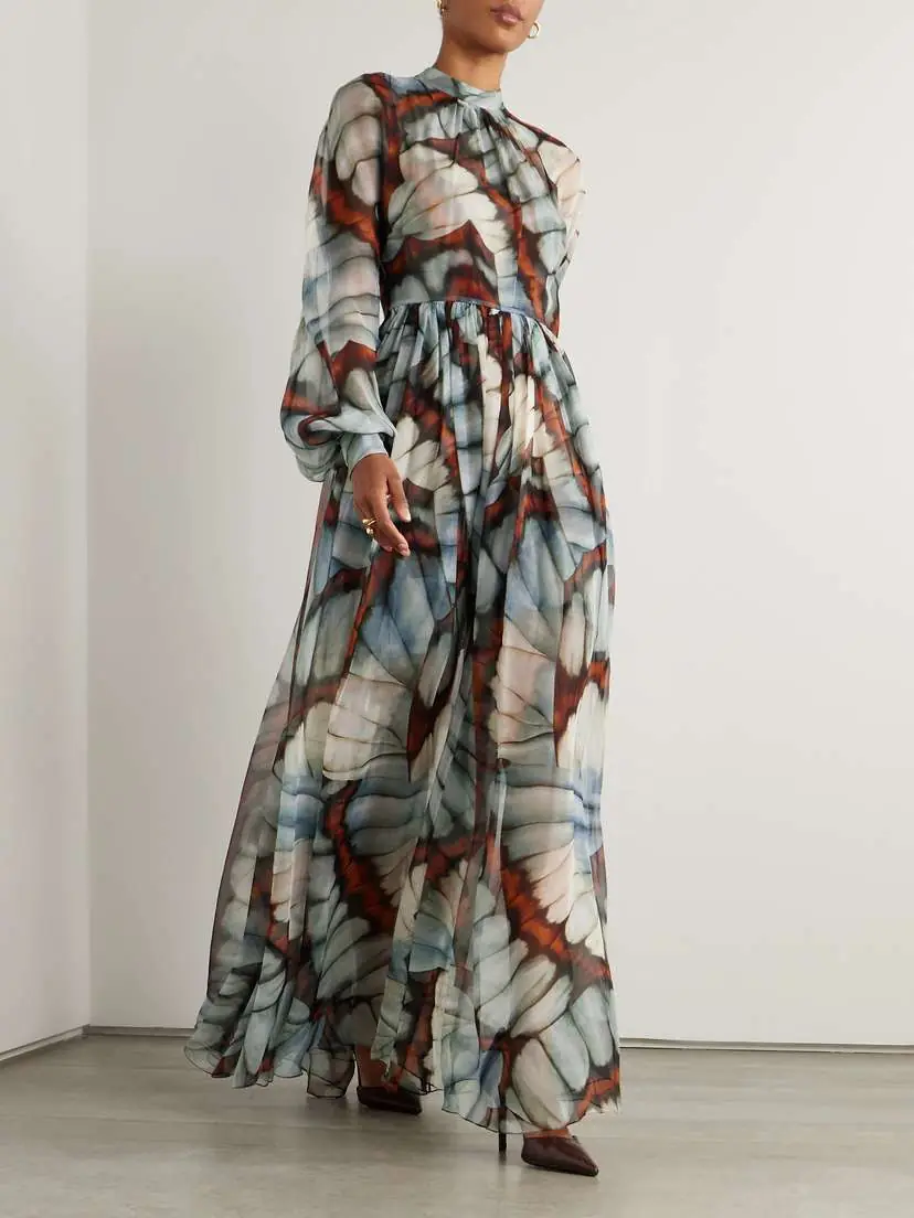 Oscar de la Renta Printed Silk-chiffon Gown | Thumbnail 2 Oscar de la Renta Printed Silk-chiffon Gown | Thumbnail 2