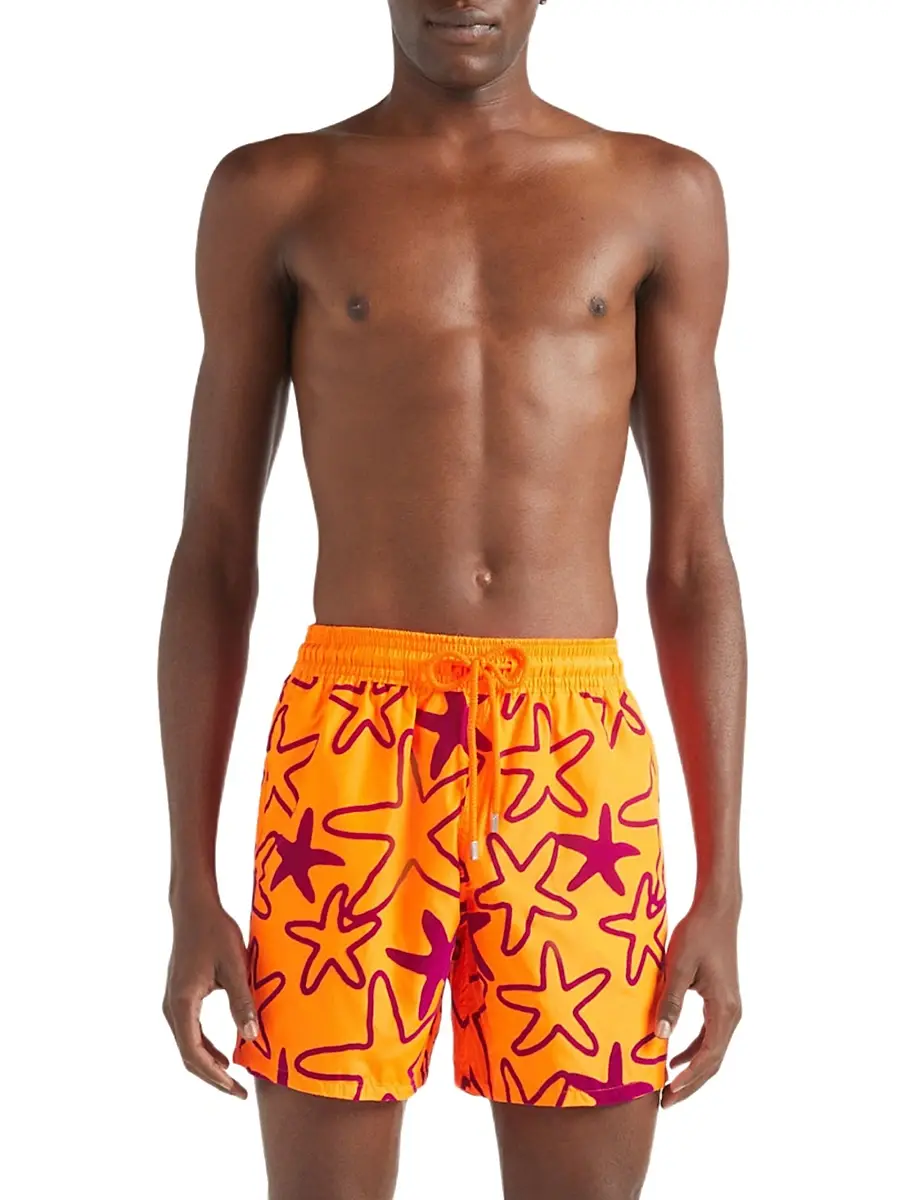 Vilebrequin Men's Starlettes Packable Flocked Swim Trunks | Thumbnail 3