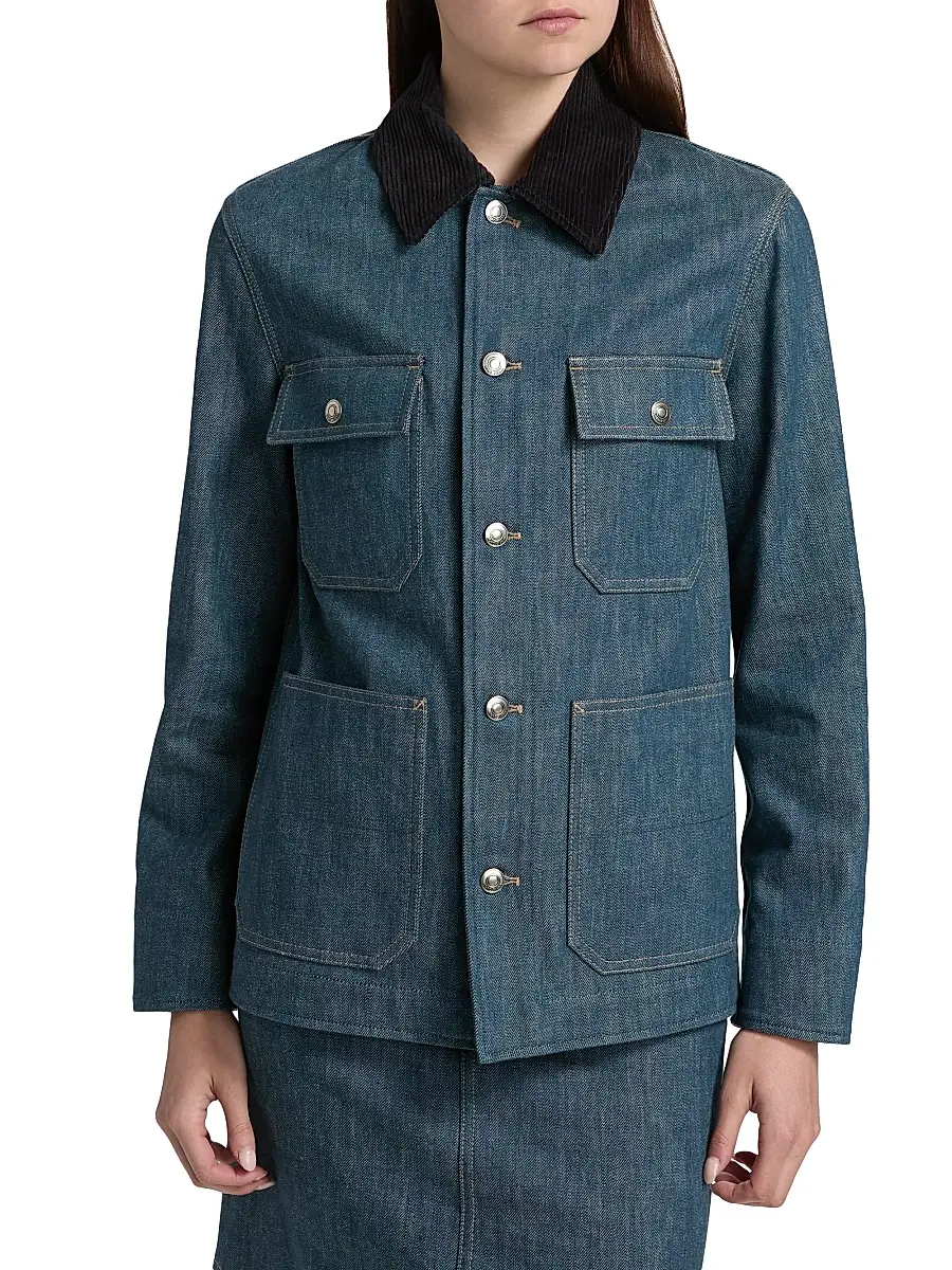 Loro Piana Women's Dean Denim Field Jacket - Blue Spirulina | Thumbnail 3