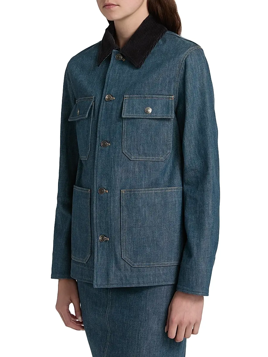 Loro Piana Women's Dean Denim Field Jacket - Blue Spirulina | Thumbnail 4