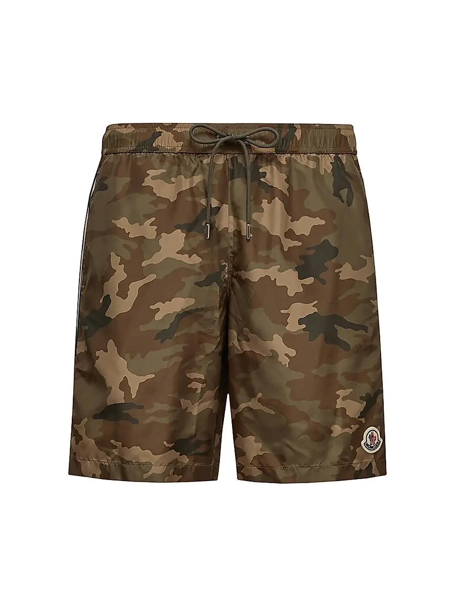 Moncler Men's Swim Trunks - Green Brown | Image 1 Moncler Men's Swim Trunks - Green Brown | Image 1
