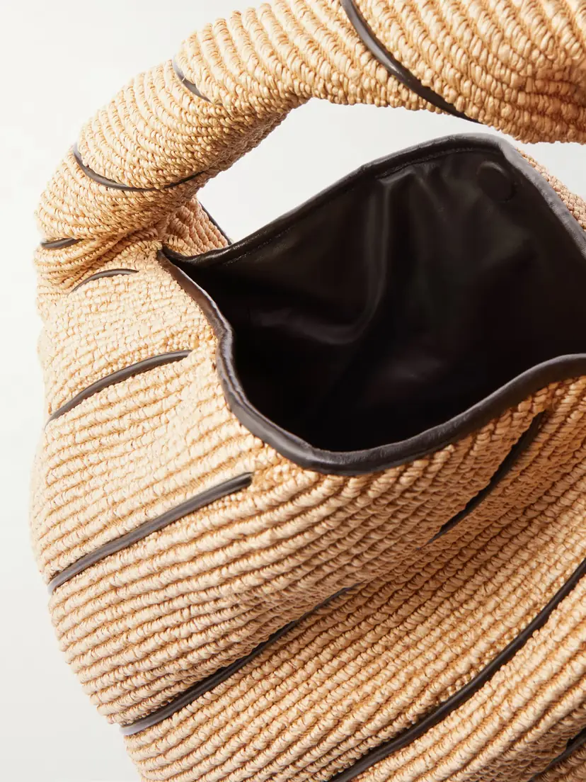 Bottega Veneta Hop Large Striped Leather-trimmed Raffia Shoulder Bag | Thumbnail 5 Bottega Veneta Hop Large Striped Leather-trimmed Raffia Shoulder Bag | Thumbnail 5