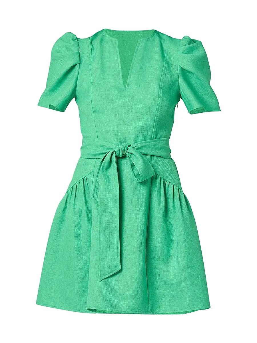 Shoshanna Women's Kenlie Tie-Waist Short-Sleeve Minidress - Spring Green | Image 1 Shoshanna Women's Kenlie Tie-Waist Short-Sleeve Minidress - Spring Green | Image 1