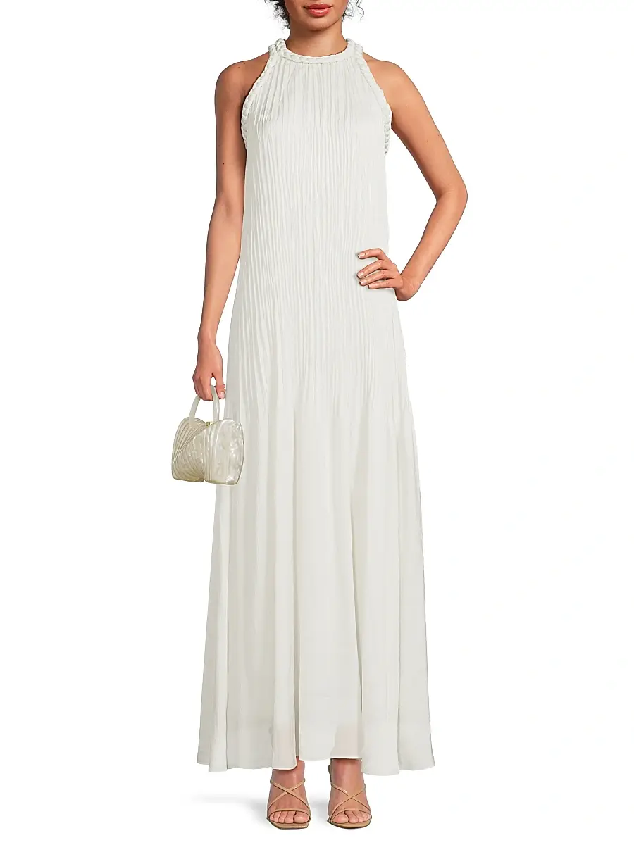 Ungaro Women's Eva Pleated Satin Maxi Dress | Thumbnail 2