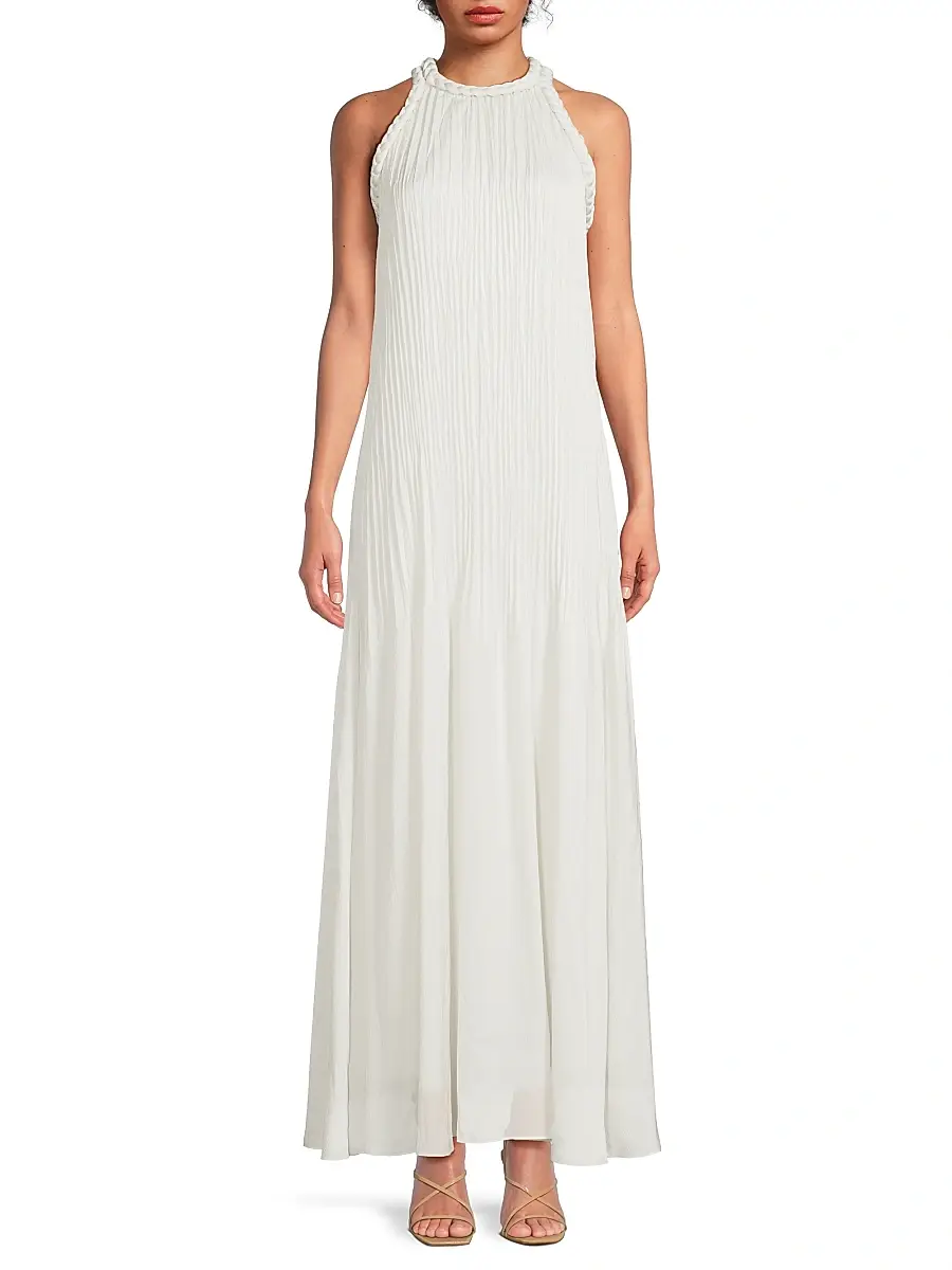 Ungaro Women's Eva Pleated Satin Maxi Dress | Thumbnail 3