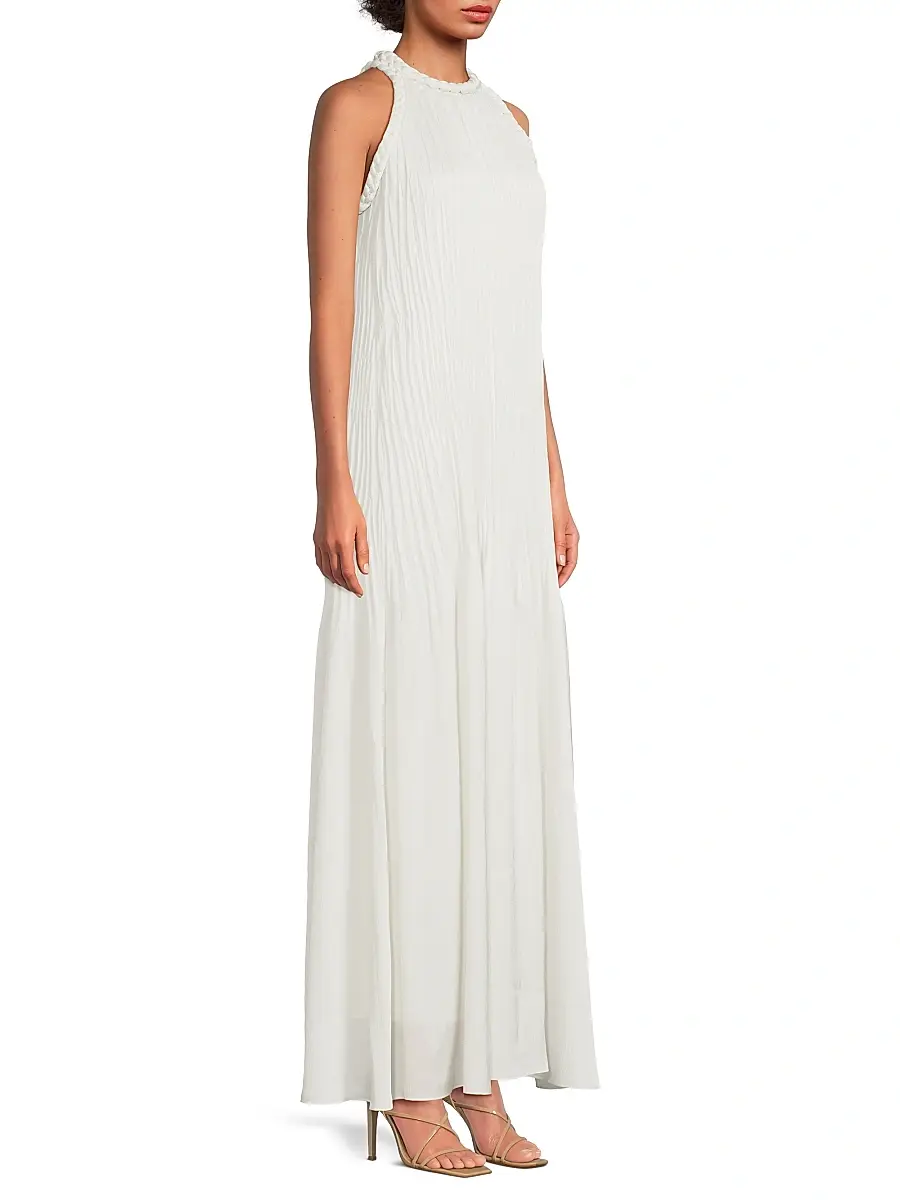 Ungaro Women's Eva Pleated Satin Maxi Dress | Thumbnail 4