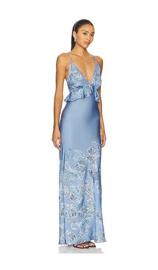 ROCOCO SAND Cross Back Peplum Maxi Dress | Thumbnail 2