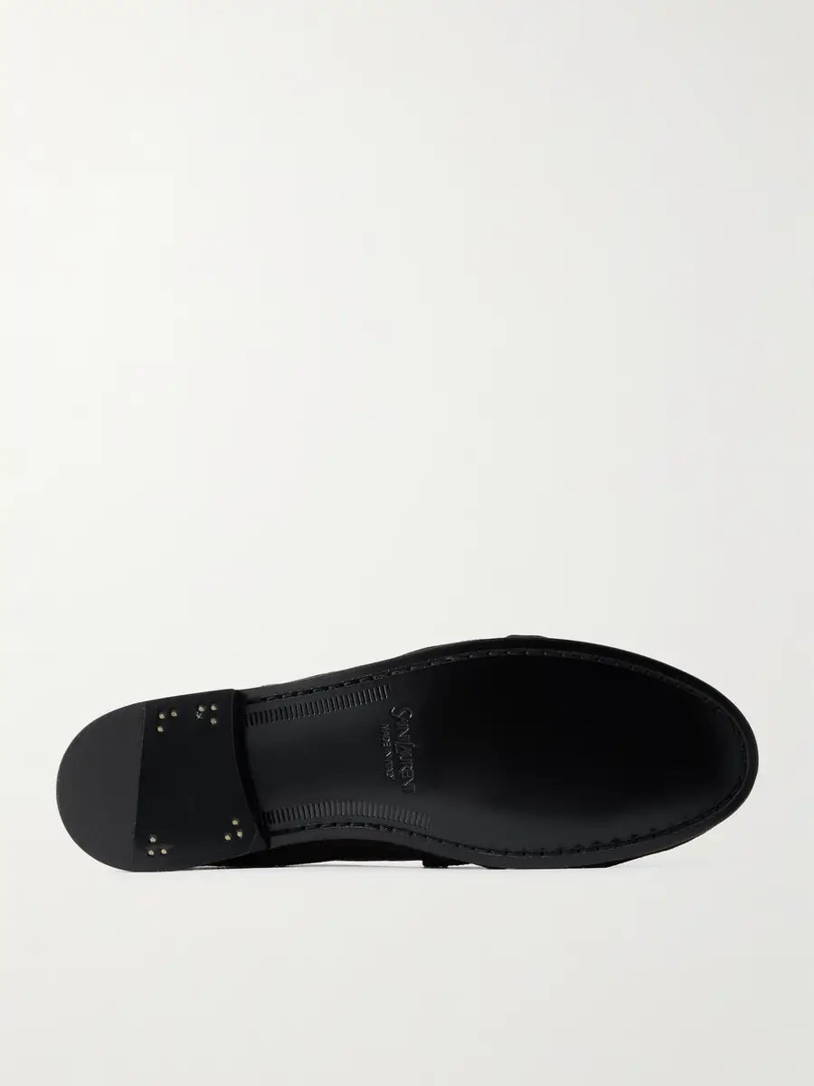 Saint Laurent Le Loafer Monogram Logo-Appliquéd Suede Penny Loafers - Men | Thumbnail 3