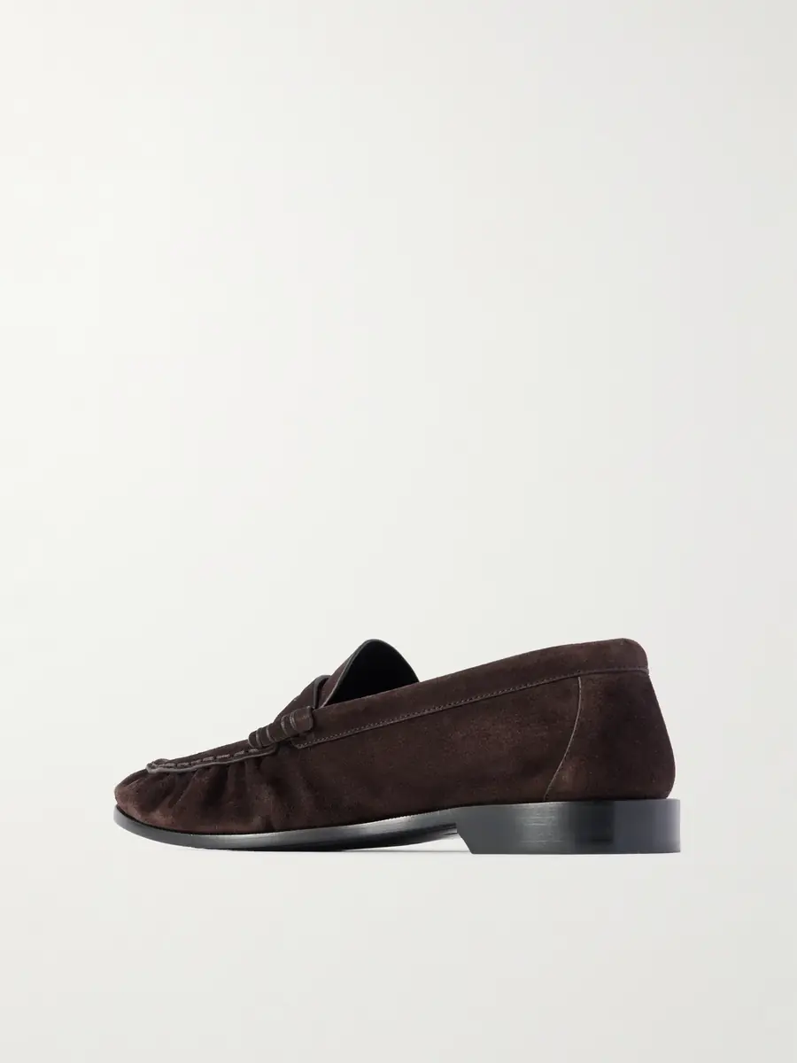 Saint Laurent Le Loafer Monogram Logo-Appliquéd Suede Penny Loafers - Men | Thumbnail 4