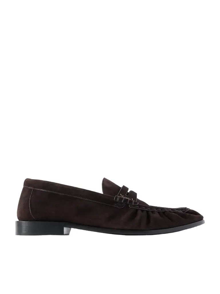 Le Loafer Monogram Logo-Appliquéd Suede Penny Loafers - Men Le Loafer Monogram Logo-Appliquéd Suede Penny Loafers - Men
