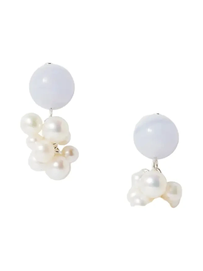 Till The Stars Wane Recycled Silver, Agate And Pearl Earrings