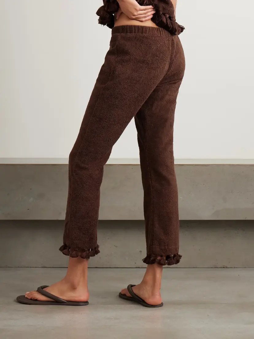 Cap d’Antibes Cropped Flared Tasseled Cotton-terry Pants | Thumbnail 3 Cap d’Antibes Cropped Flared Tasseled Cotton-terry Pants | Thumbnail 3