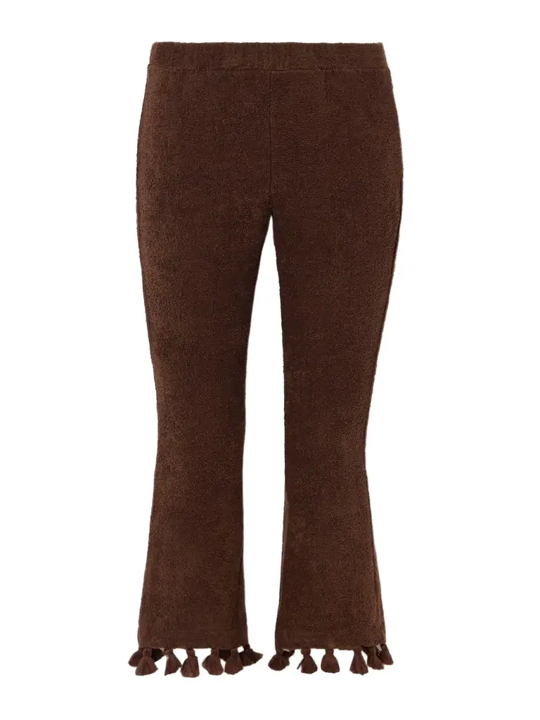Cap d’Antibes Cropped Flared Tasseled Cotton-terry Pants