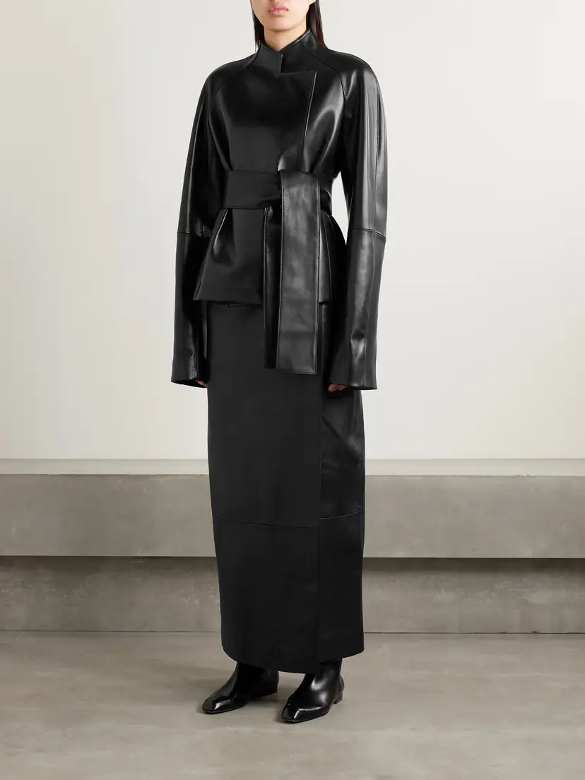 Khaite Edith Asymmetric Belted Leather Jacket | Thumbnail 2