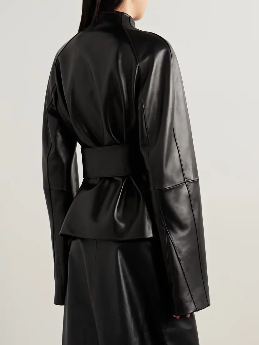 Khaite Edith Asymmetric Belted Leather Jacket | Thumbnail 3