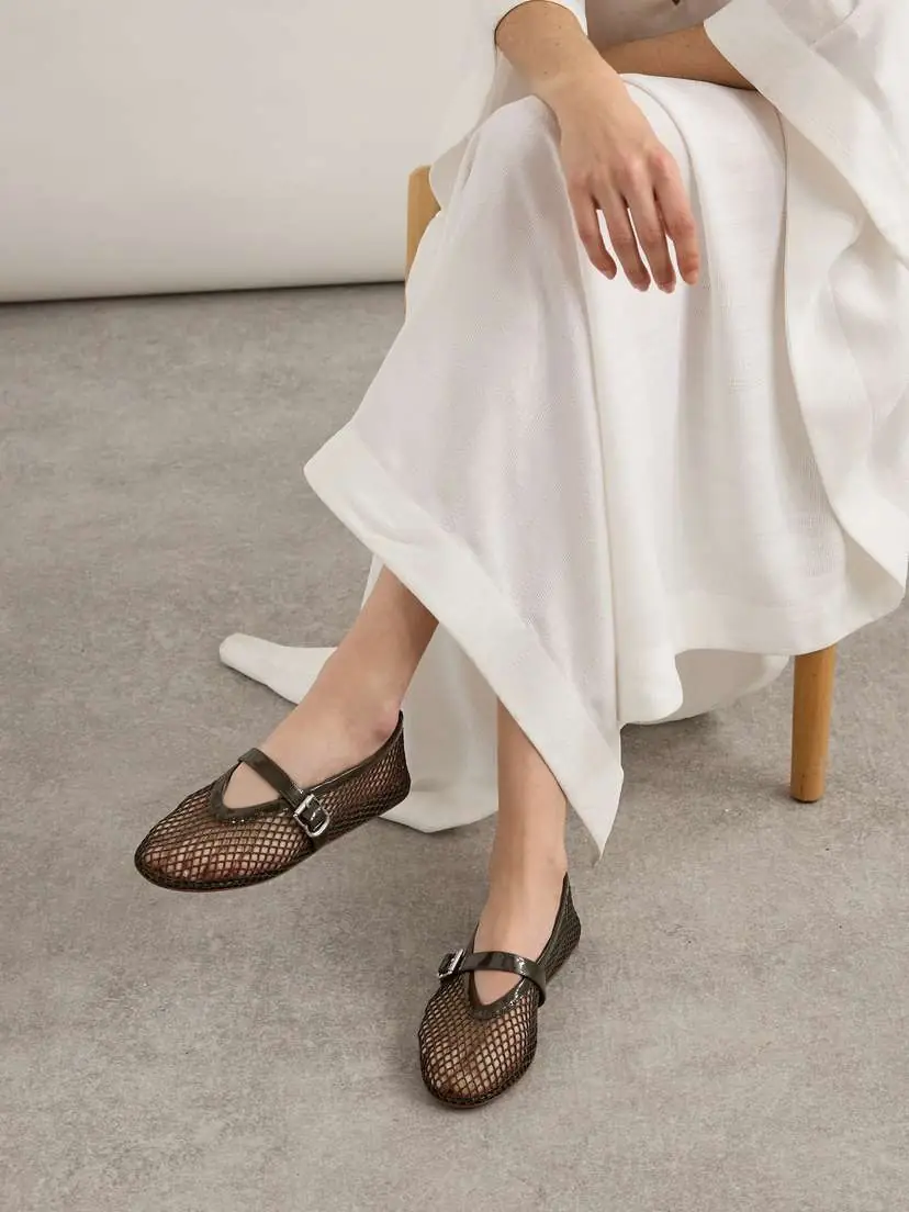 Alaïa Suede-trimmed Mesh Ballet Flats | Thumbnail 2 Alaïa Suede-trimmed Mesh Ballet Flats | Thumbnail 2
