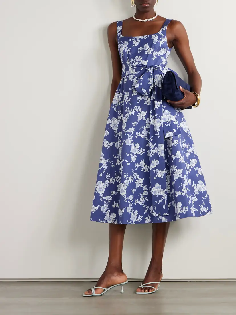 Carolina Herrera Belted Floral-print Faille Midi Dress | Thumbnail 2
