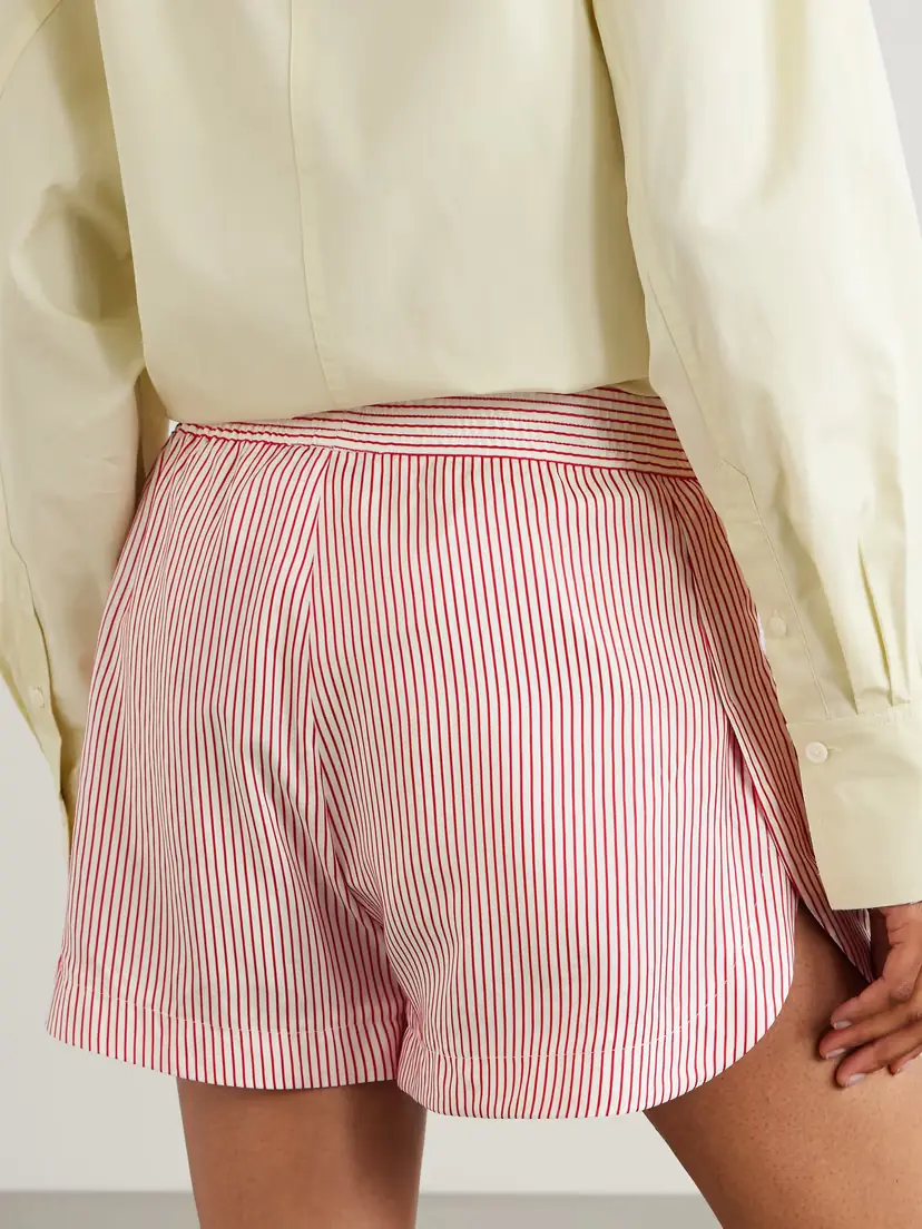 Stella McCartney Embroidered Striped Organic Silk Shorts | Thumbnail 3 Stella McCartney Embroidered Striped Organic Silk Shorts | Thumbnail 3