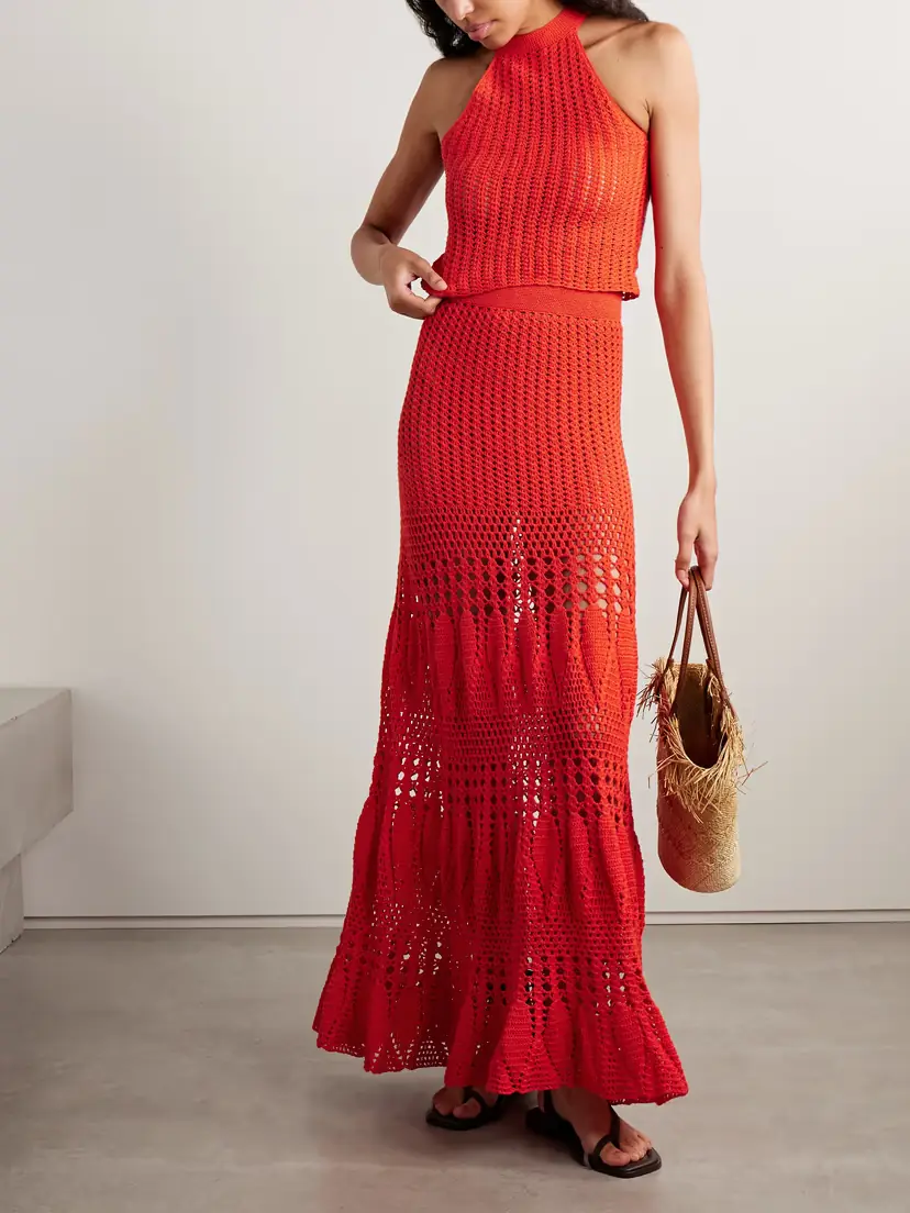 ESCVDO Reflejo Crocheted Cotton Maxi Skirt | Thumbnail 2