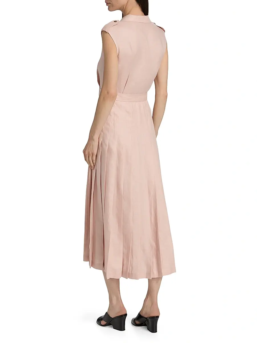 Loro Piana Women's Bryce Twill Trench Midi-Dress - Pineapple Rose | Thumbnail 5 Loro Piana Women's Bryce Twill Trench Midi-Dress - Pineapple Rose | Thumbnail 5