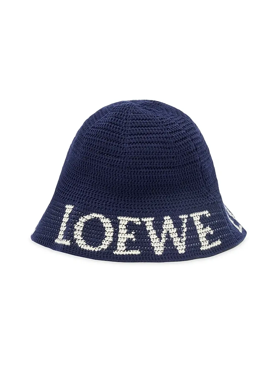 LOEWE Men's x Paula's Ibiza Knit Bucket Hat - Deep Navy | Image 1 LOEWE Men's x Paula's Ibiza Knit Bucket Hat - Deep Navy | Image 1