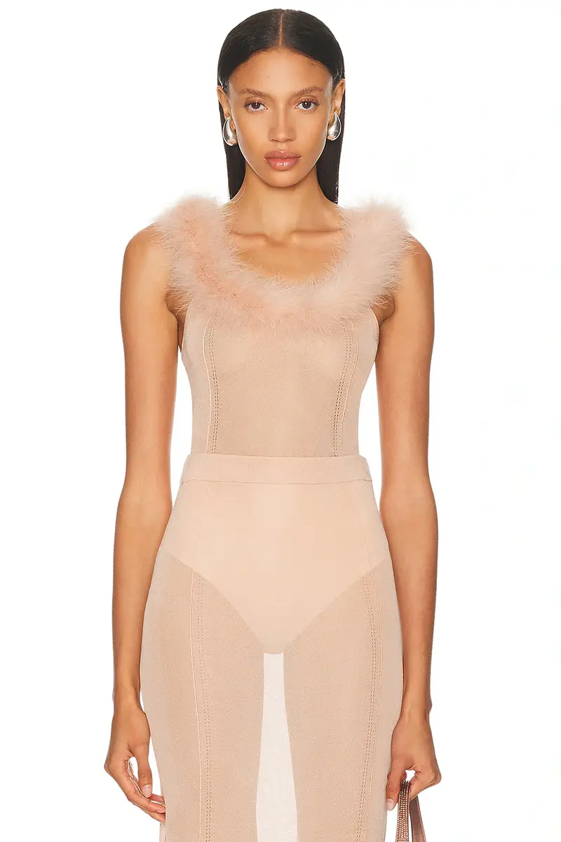 BLUMARINE Fur Collar Tank Top