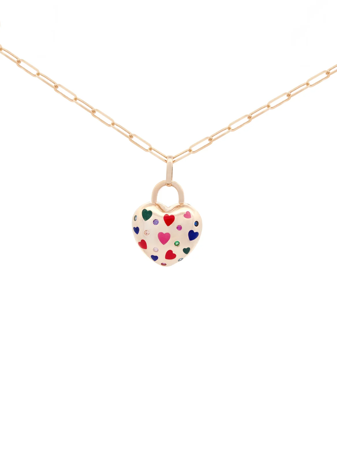 14K Gold Enamel Heart Pendant