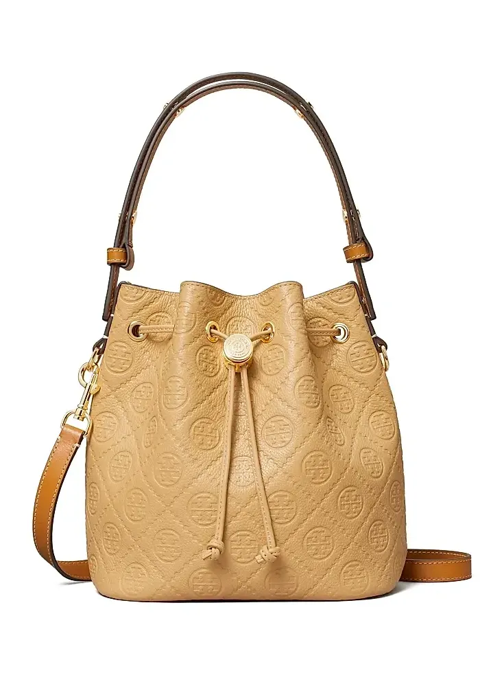 Tory Burch Women's Monogram Leather Bucket Bag