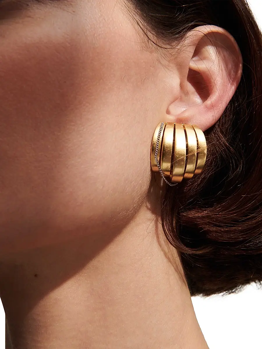 Demarson Women's Allegra 12K-Gold-Plated & Silvertone Hoop Earrings | Thumbnail 2 Demarson Women's Allegra 12K-Gold-Plated & Silvertone Hoop Earrings | Thumbnail 2