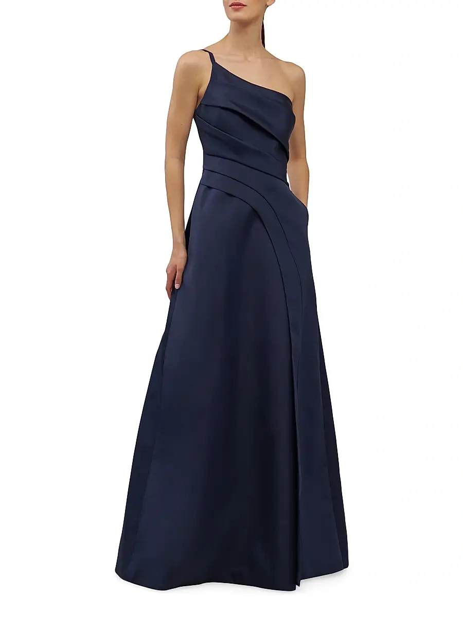Kay Unger Women's Jillian Sleeveless One-Shoulder Pleated Gown | Thumbnail 2