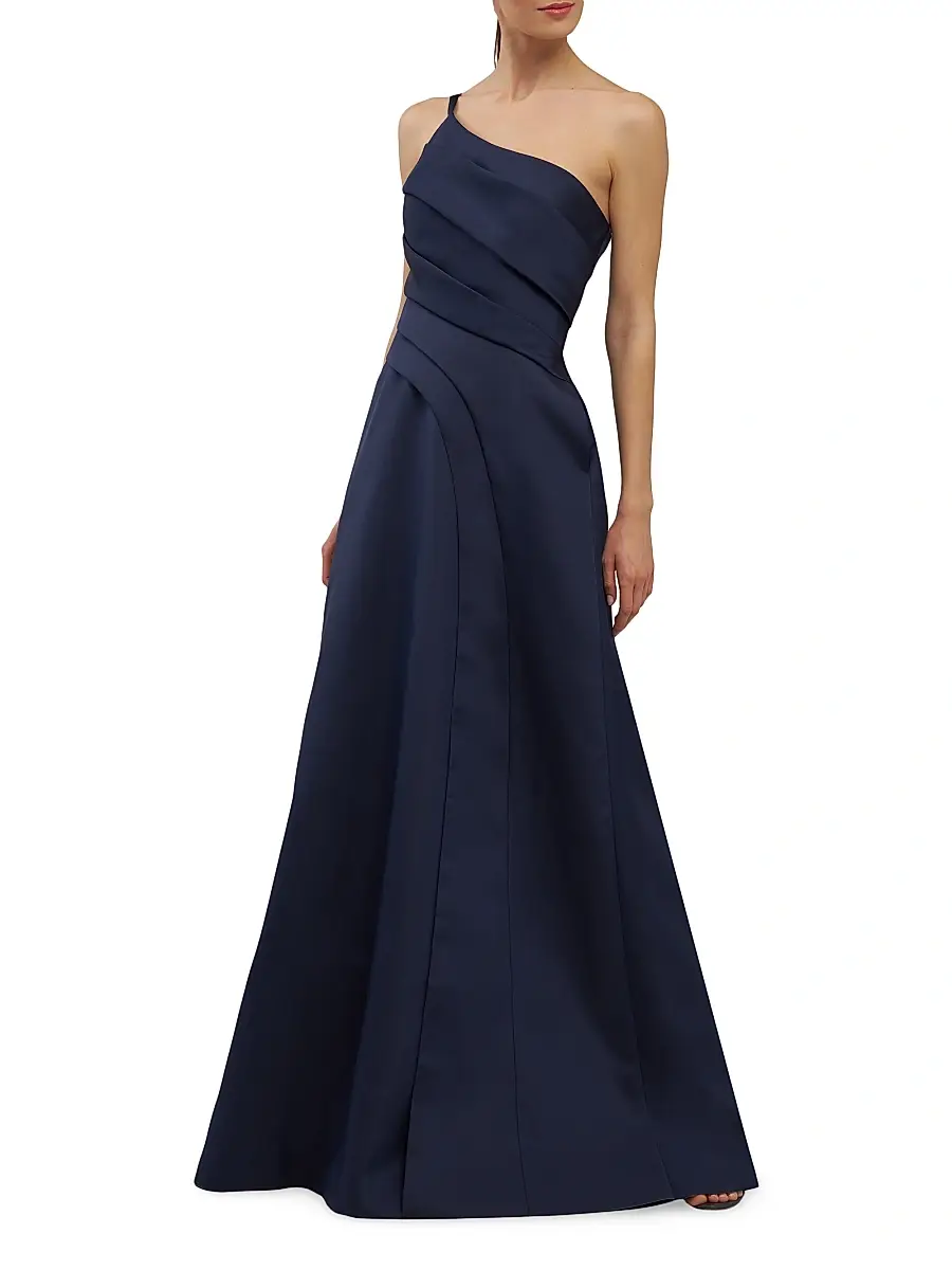 Kay Unger Women's Jillian Sleeveless One-Shoulder Pleated Gown | Thumbnail 5