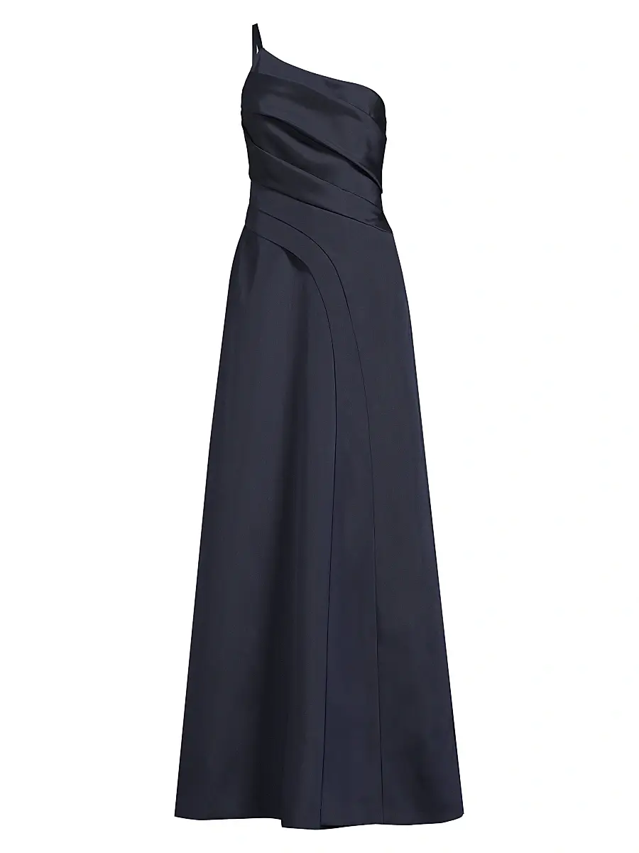 Kay Unger Women's Jillian Sleeveless One-Shoulder Pleated Gown
